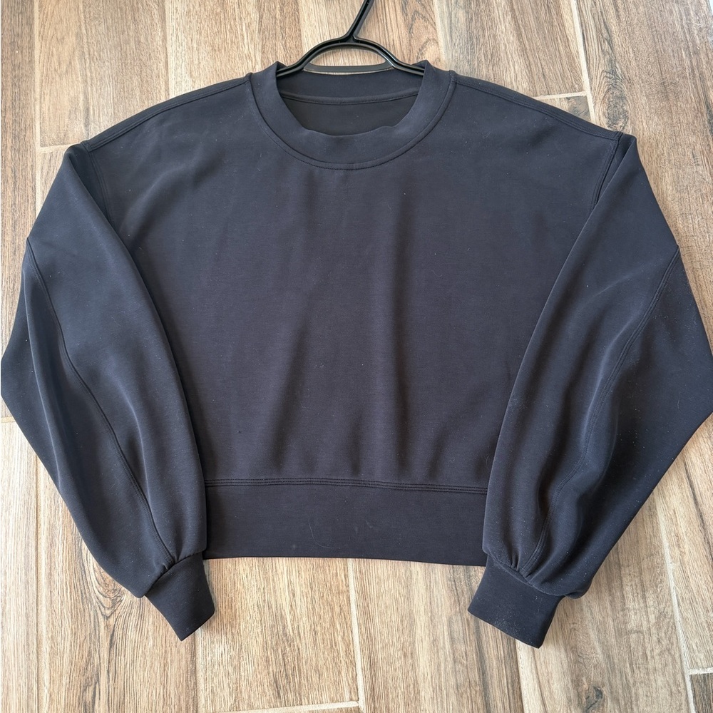 Lululemon Perfectly Oversized Cropped Crew *Softstreme* Black W3EZLS